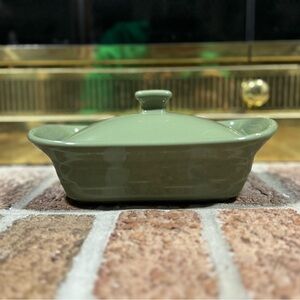 Longaberger Woven Traditions Sage Green Mini Casserole Dish with Lid